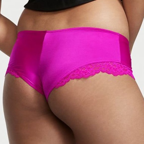 New VERY SEXY Micro Lace Inset Cheeky Bikini Satin Silky Pink Panty XS - Picture 1 of 9